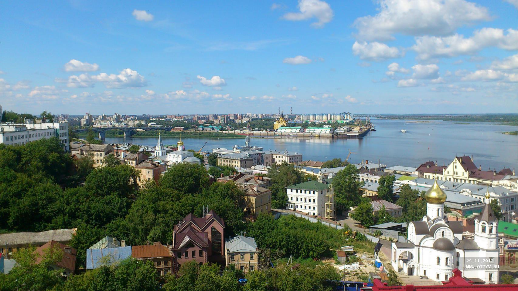 Нижний Новгород вид на стрелку с Нижневолжской набережной