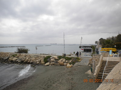 Море, пляж / Кипр, Лимассол, отель Royal Apollonia Beach 5*, март 2014