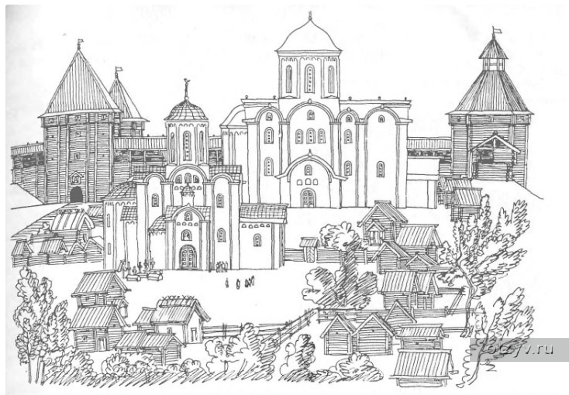 Эскиз древнерусского города