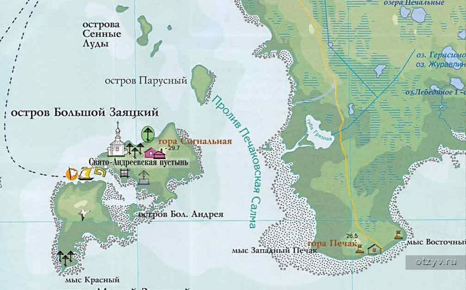 Соловецкий монастырь и остров Валаам на карте