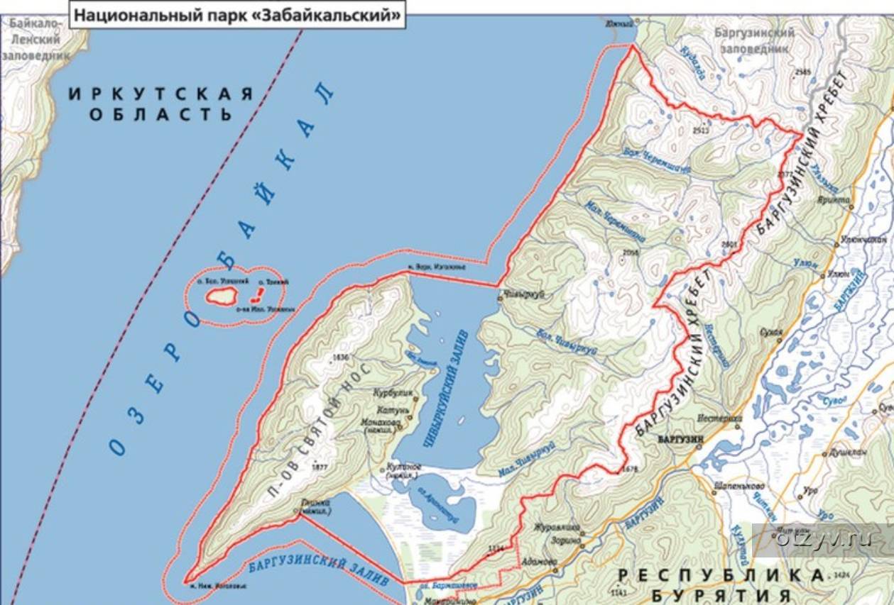 Границы Забайкальского национального парка на карте