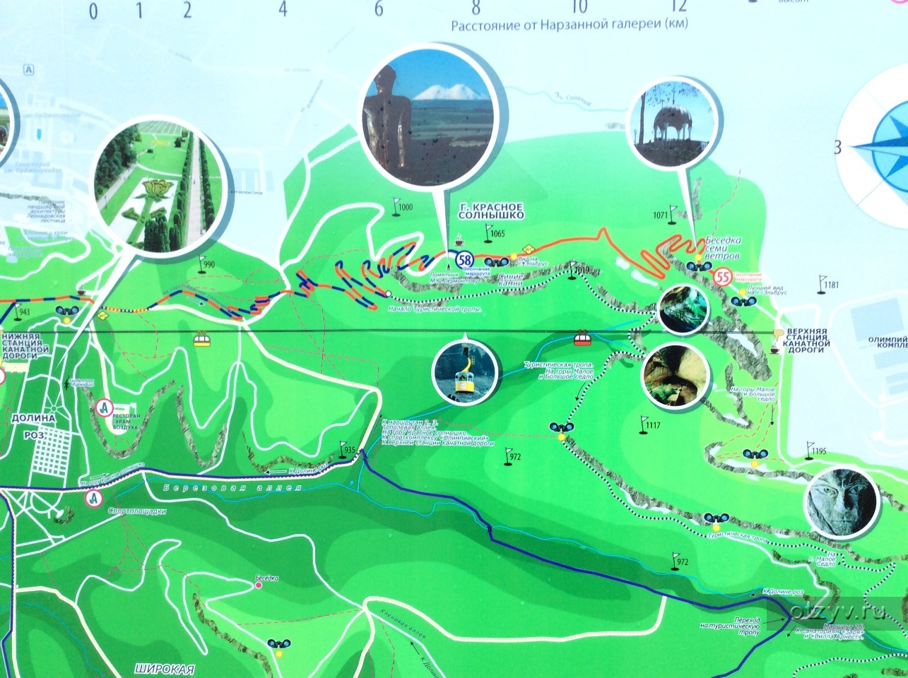 Карта парка кисловодска с достопримечательностями и маршрутами