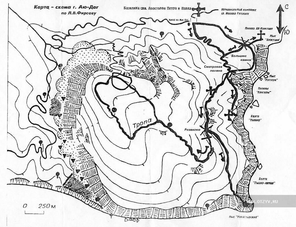 Топографическая карта горы аю даг