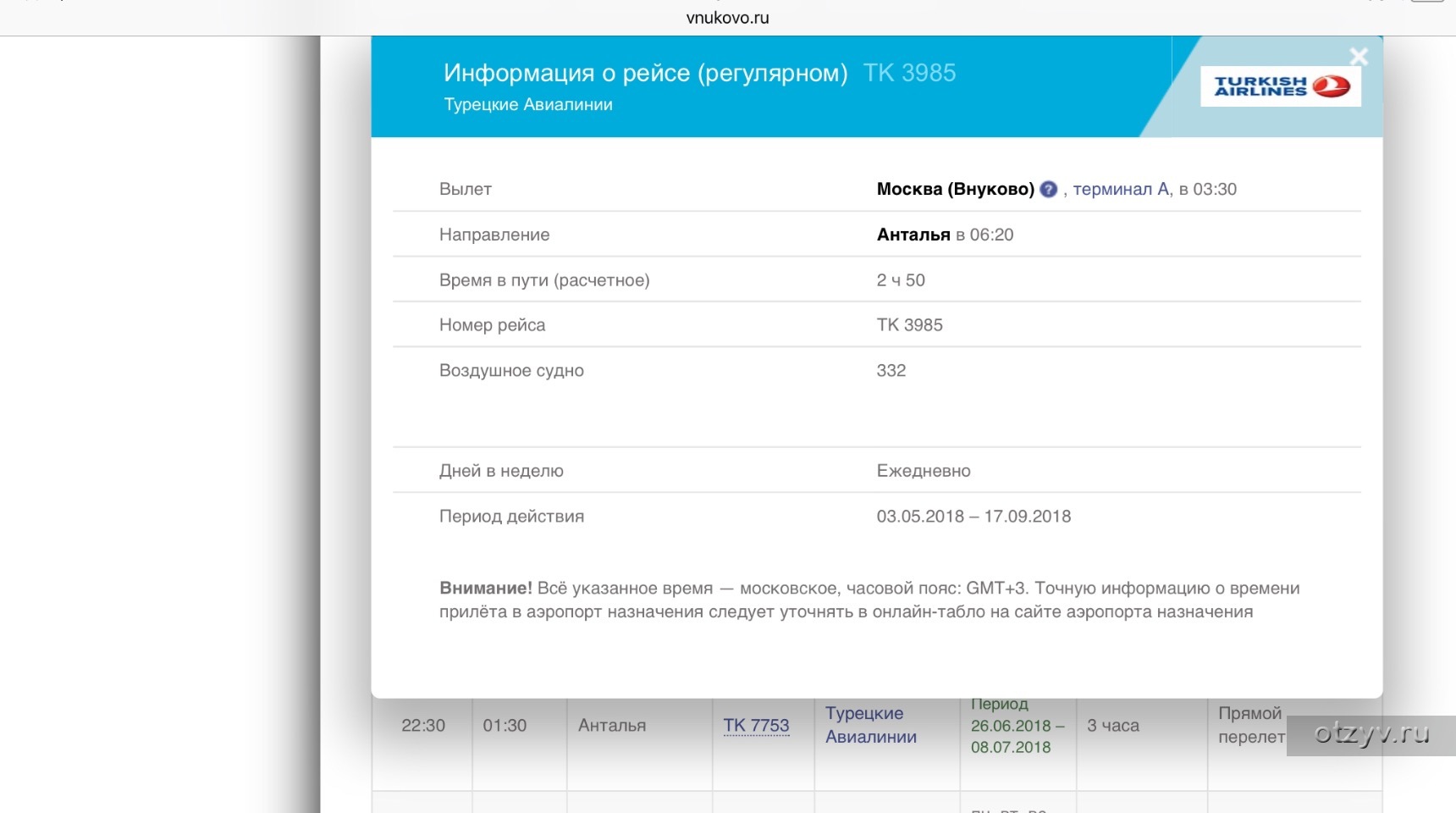 Рейсы внуково турция сегодня