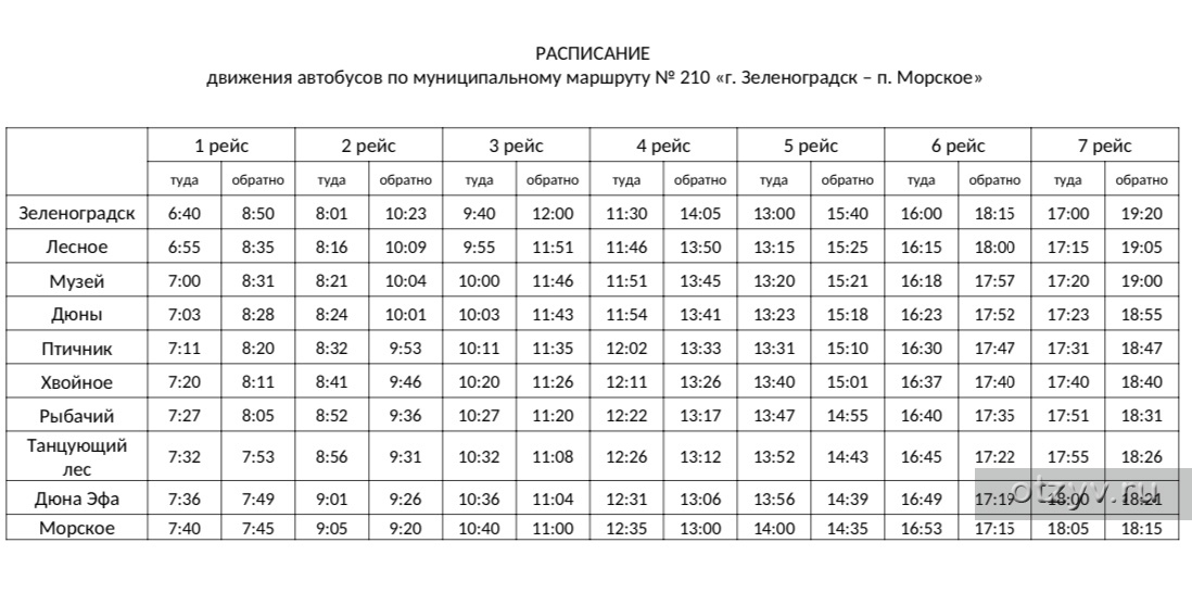 Расписание автобусов зеленоградск северный