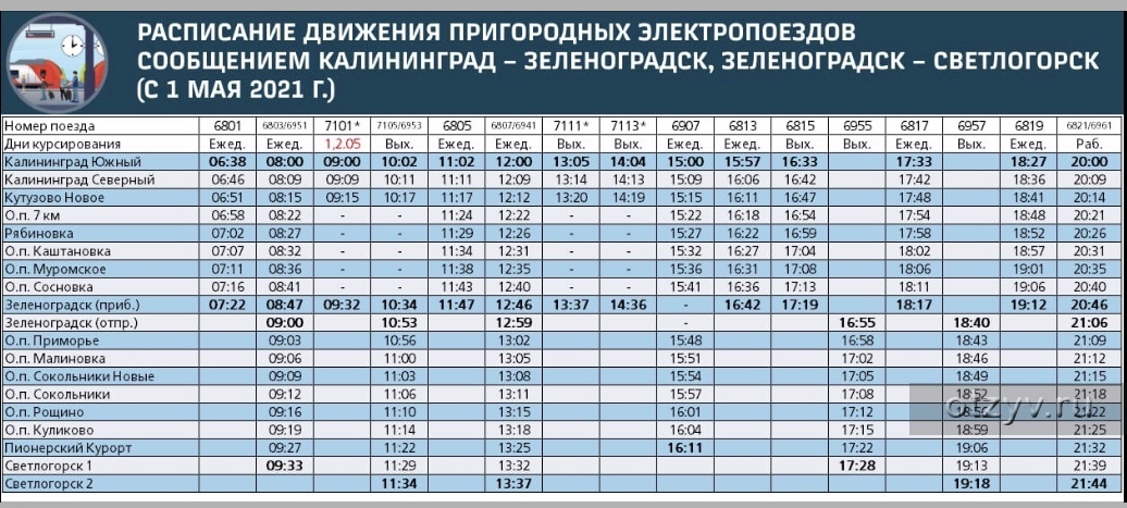 Расписание поездов 1 мая