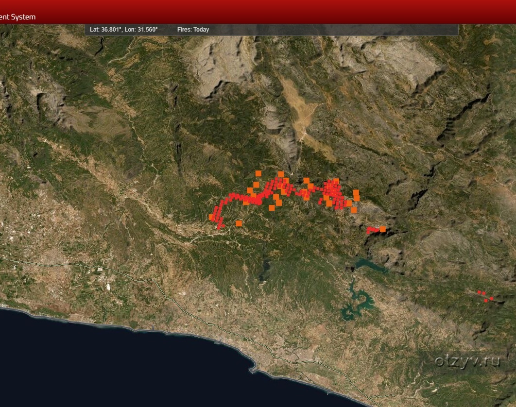 Карта пожаров в турции
